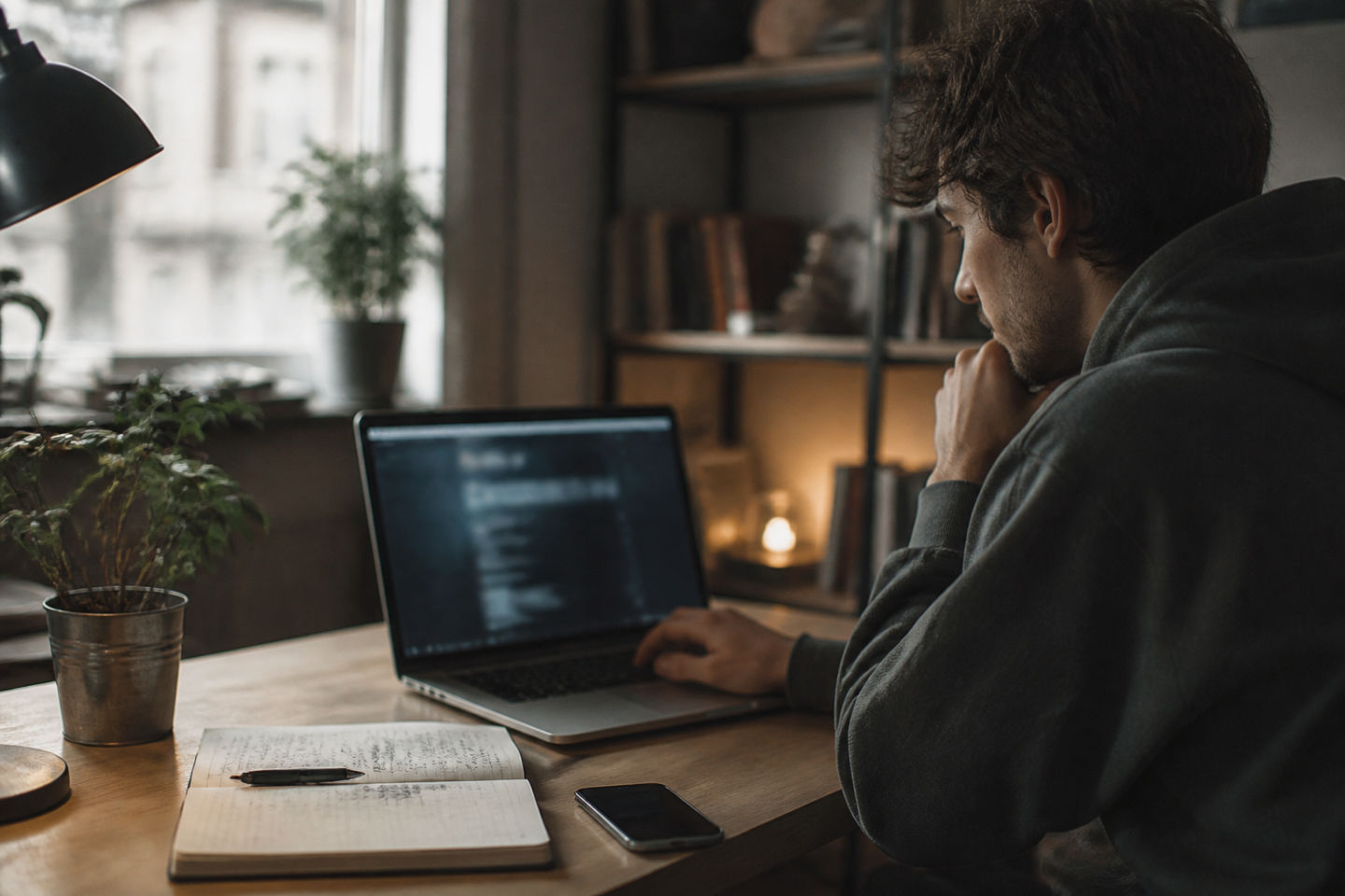 user exploring dark web search engines at home