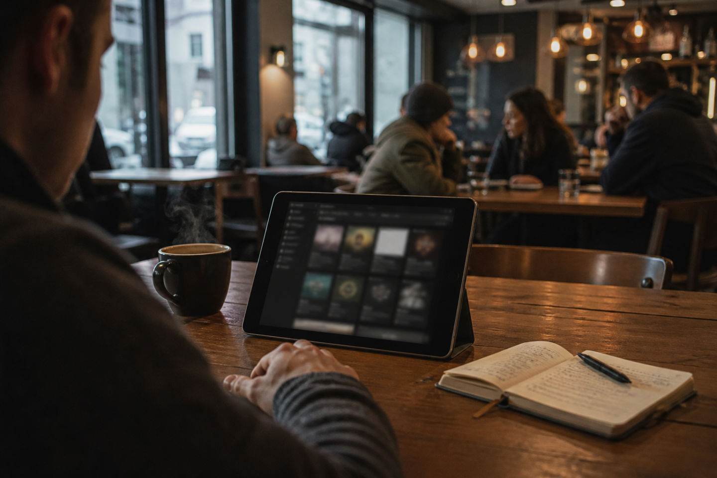 person using tablet to access dark web marketplace