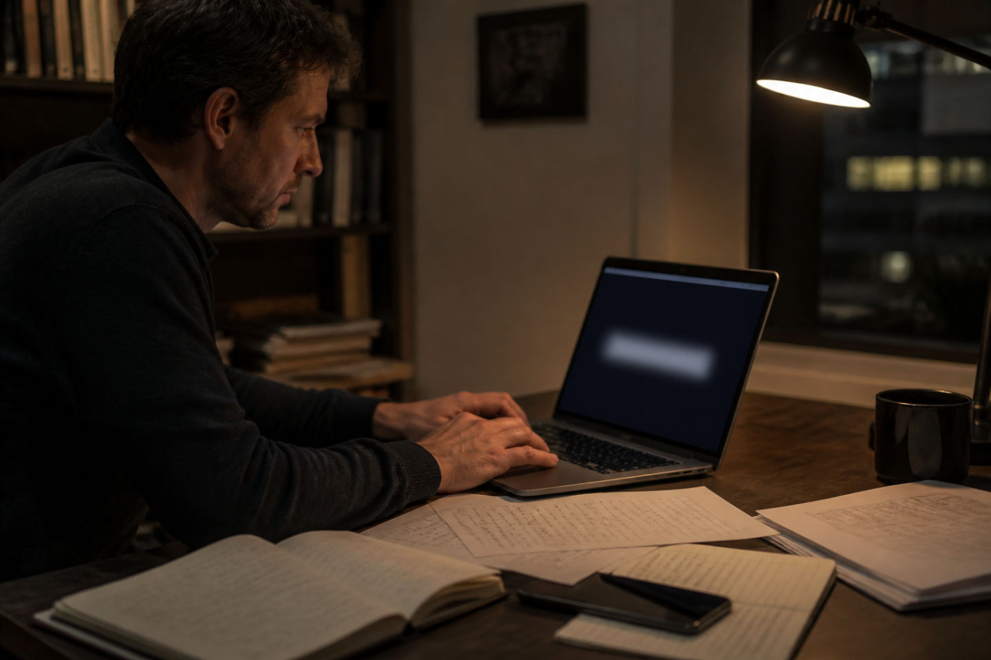 individual researching dark web addresses on laptop